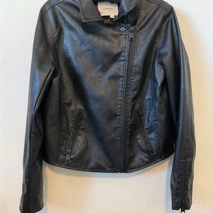 Anthropologie Black Saige Faux Leather Moto